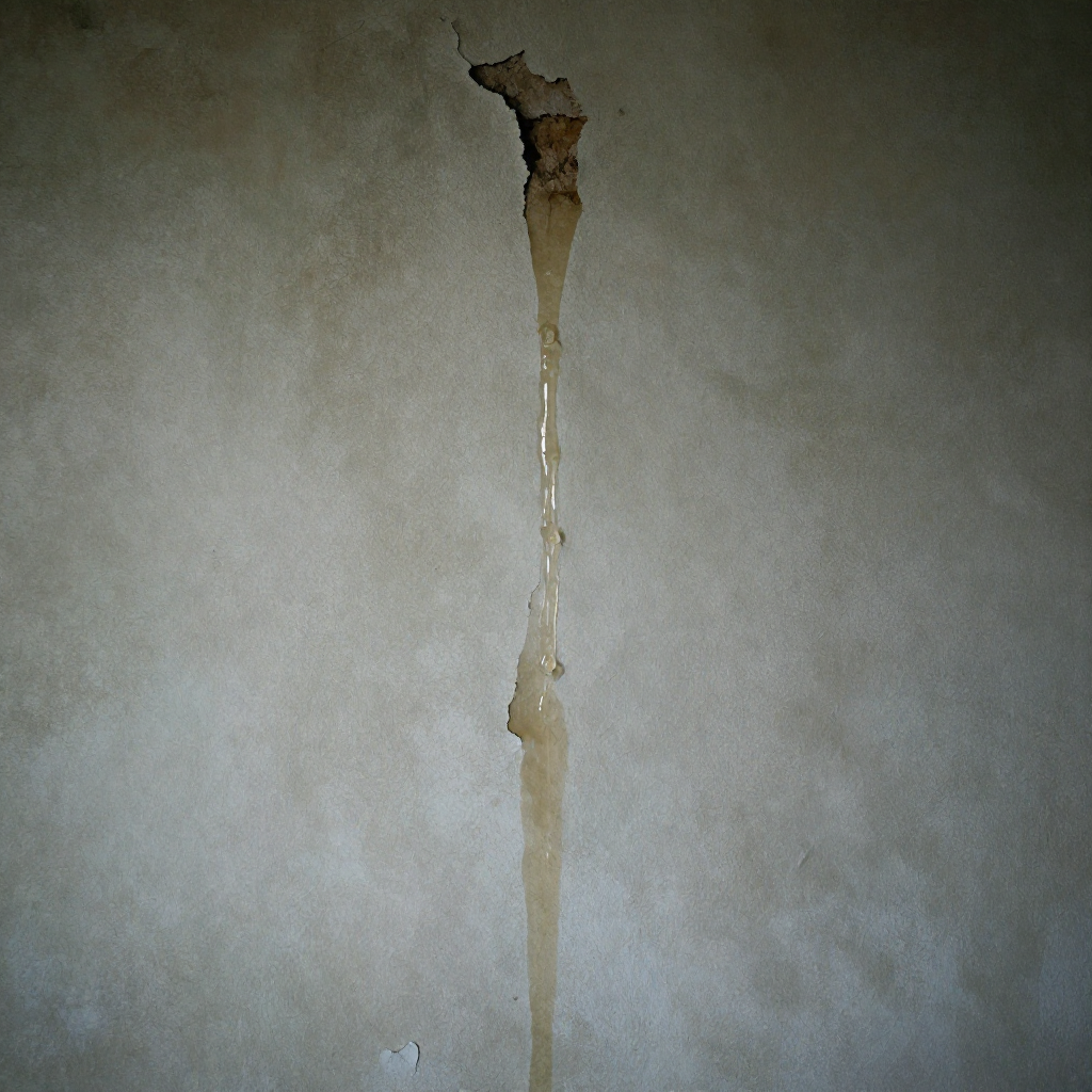 water seeping through a wall 